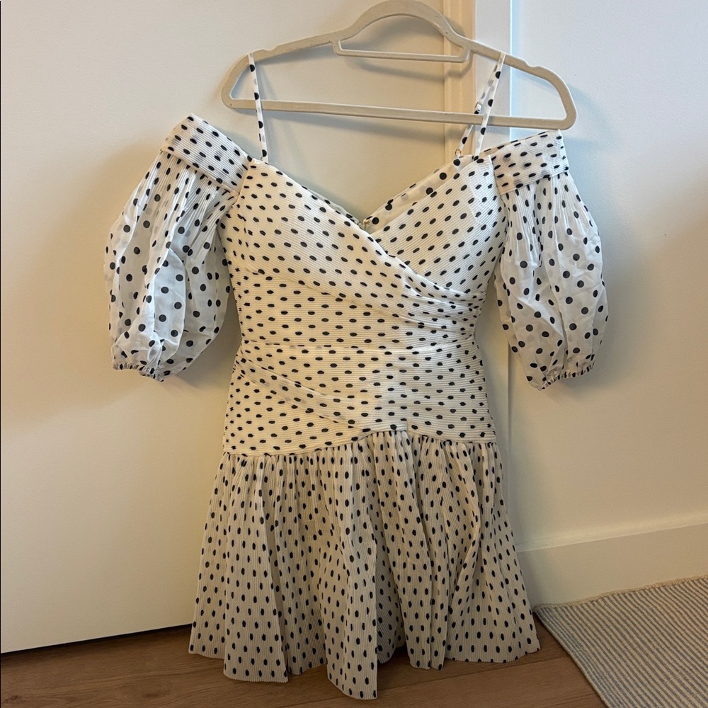 White Polka Dot Off-Shoulder Dress